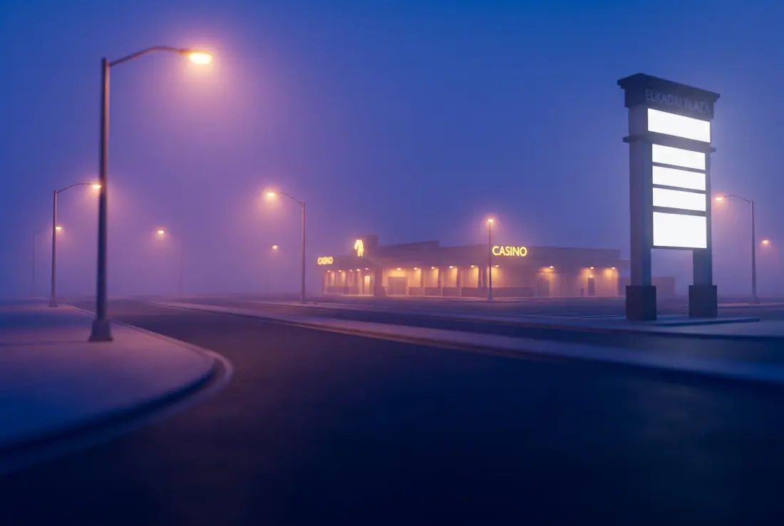 Gold Horse Casino in Lloydminster on a foggy night
