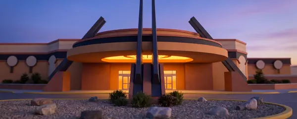 Round entrance canopy of Painted Hand Casino in Yorkton